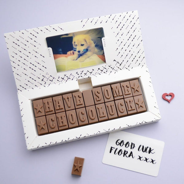 Chocolate Good Luck Card - Gifts > Good Luck > Chocolate > Personalised Chocolate > Chocolate Card Morse Toad