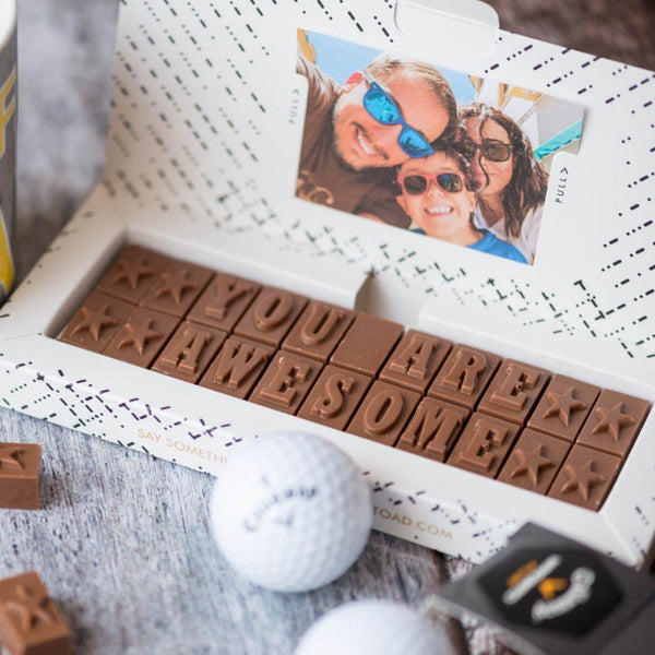 Chocolate Gifts To Boost The Ego - Gifts > Compliments > Chocolate > Personalised Chocolate > Chocolate Card Morse Toad
