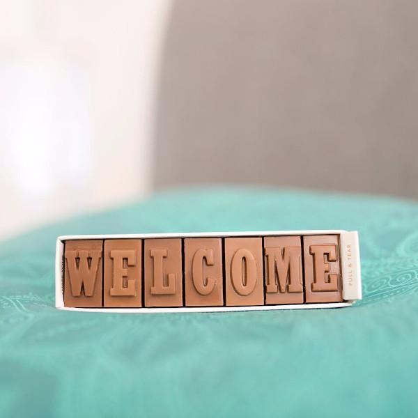 AirBnB 'Welcome' Chocolates - Gifts > AirBnb > Chocolate > Personalised Chocolate > Welcome Morse Toad