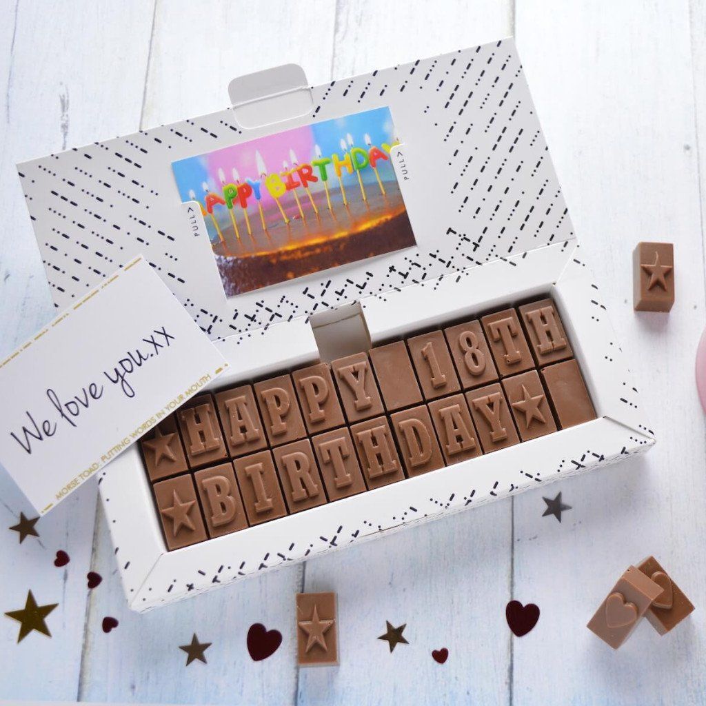 Chocolate 18th Birthday Gift - Gifts > 18th Birthday > Chocolate > Personalised Chocolate > Birthday > Chocolate Card Morse Toad